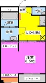 安隆ハイツ(1DK/3階)の間取り写真