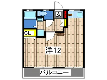 シティハイムファミールB(ワンルーム/2階)の間取り写真