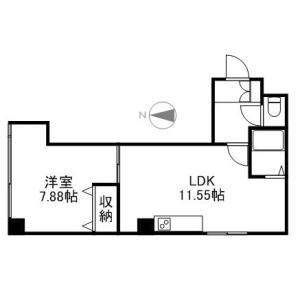 8・4サウンドビル(1LDK/3階)の間取り写真