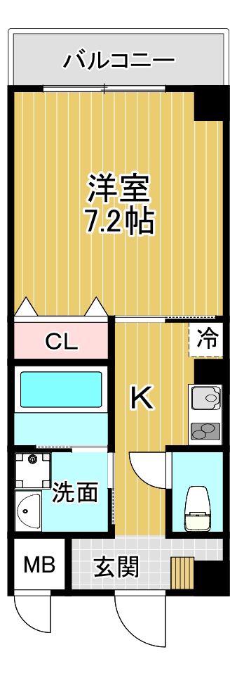 ダイワール立花(1K/2階)の間取り写真
