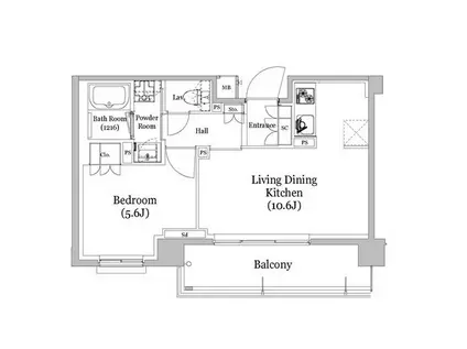 リージア新宿ウエスト(1LDK/2階)の間取り写真