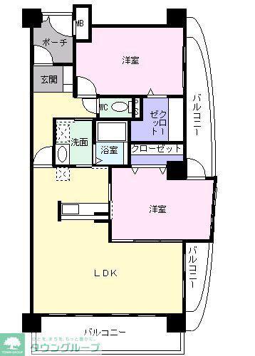 ヴィラアルビレオ(2LDK/1階)の間取り写真