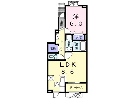 アウローラIII(1LDK/1階)の間取り写真