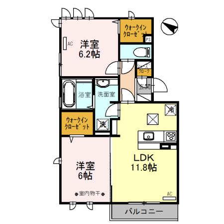 ロイジェントパークス レイクタウン II D(2LDK/1階)の間取り写真