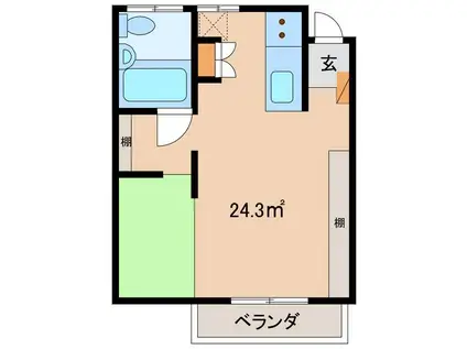 バンハウス(ワンルーム/1階)の間取り写真