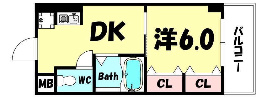 ハーバーズコート(1DK/6階)の間取り写真
