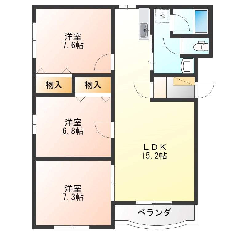 パティオボヌール(3LDK/2階)の間取り写真