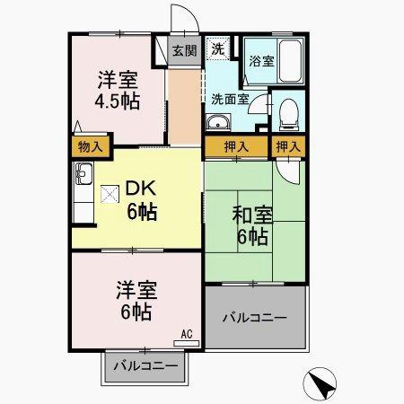 メゾンアサヒ(3K/1階)の間取り写真