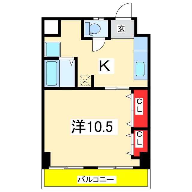 メゾンカフカス(1K/6階)の間取り写真