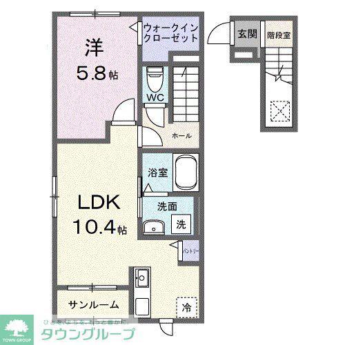ヒカルサ羽生 サウス(1LDK/2階)の間取り写真