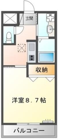 ネストかちどき橋(1K/1階)の間取り写真