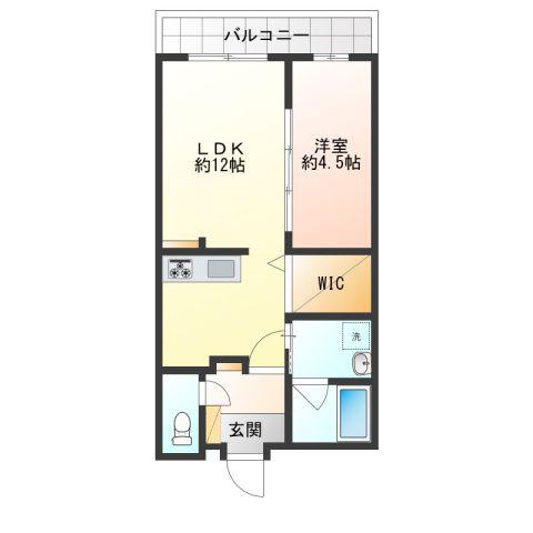 THE 1(1LDK/4階)の間取り写真