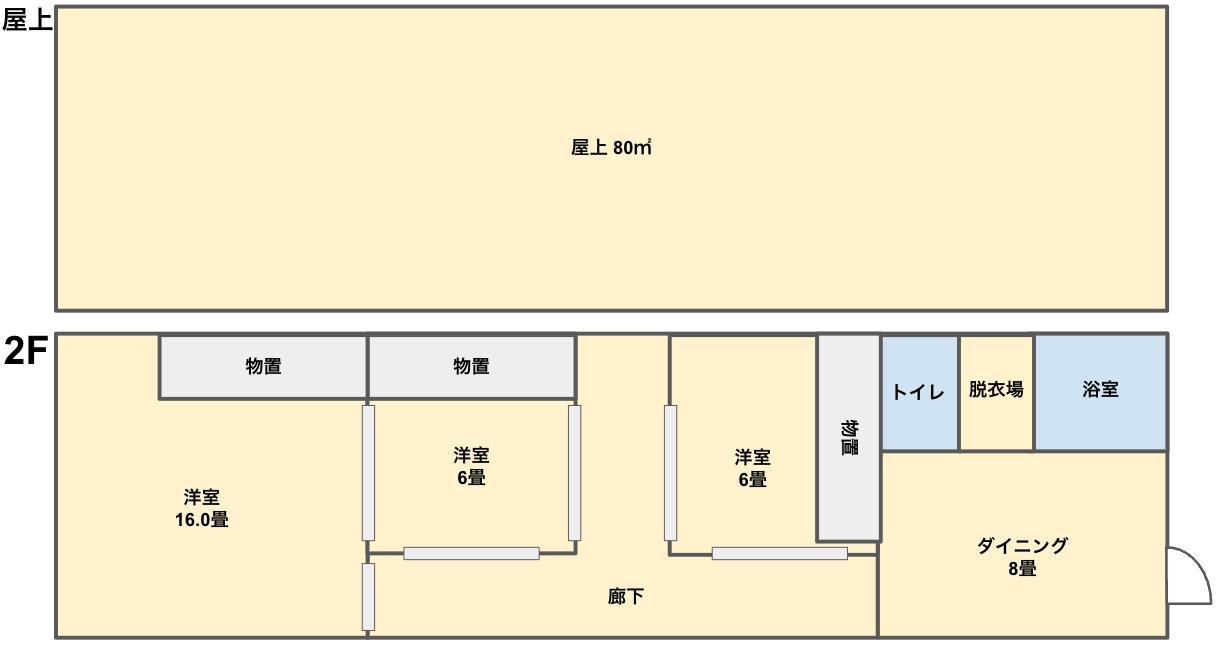 北茨城市大津町アパート 1F フロア(3DK/2階)の間取り写真