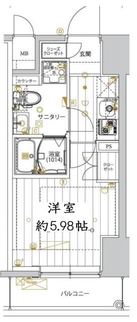 レガリス品川サウス(1K/6階)の間取り写真