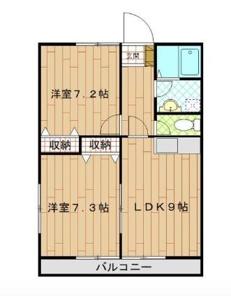 ライオンズハイツ2号館(2LDK/1階)の間取り写真