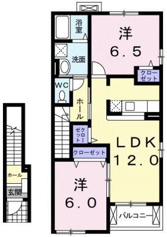 セレノ・カーサ C(2LDK/2階)の間取り写真