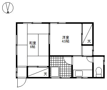 長谷川荘(2K/2階)の間取り写真