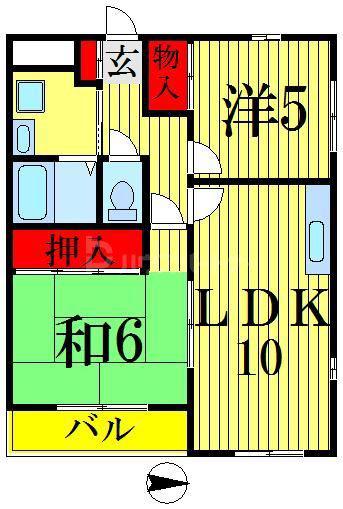 フォルテーヌ大杉(2LDK/1階)の間取り写真