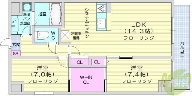 アロッジオ金剛(1SLDK/2階)の間取り写真