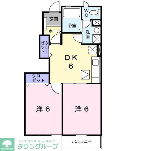 NEO PEACE(2DK/1階)の間取り写真
