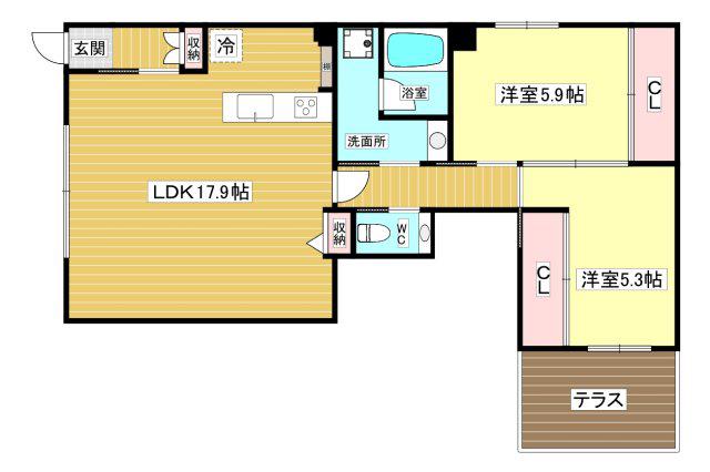 高木東町(2LDK/1階)の間取り写真