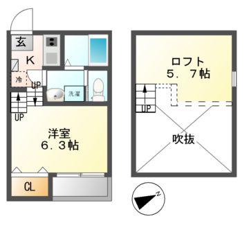 LINO(1K/1階)の間取り写真