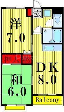 マンション鈴音(2DK/3階)の間取り写真