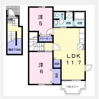 クレディ(2LDK/2階)の間取り写真