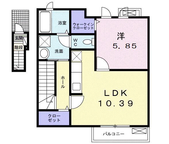 シエロ荏隈(1LDK/2階)の間取り写真