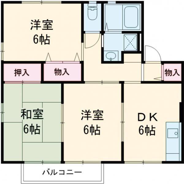 ファミール静II(3DK/2階)の間取り写真