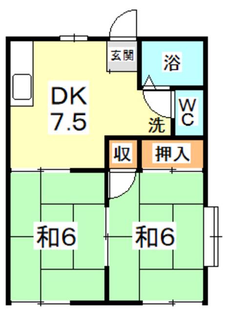 メゾン庭瀬B(2DK/1階)の間取り写真