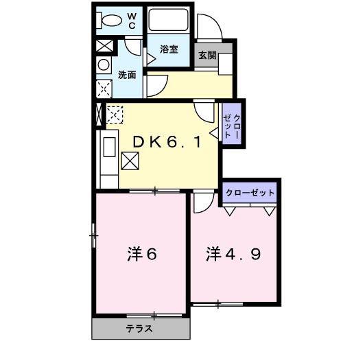 サンリットM・I(2DK/1階)の間取り写真