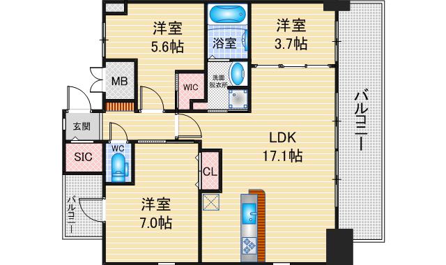 S-RESIDENCE名古屋菊井ALINE(3LDK/14階)の間取り写真