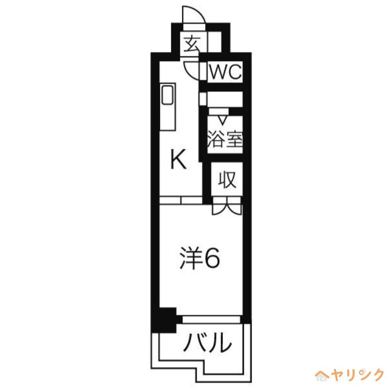 サンピアオカヤス(1K/4階)の間取り写真