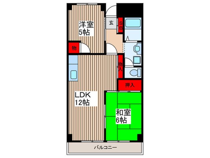 砂サンシャインシティ 1(2LDK/3階)の間取り写真