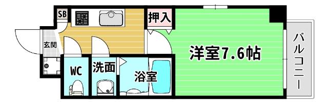 スプランディッドキャトル(1K/8階)の間取り写真