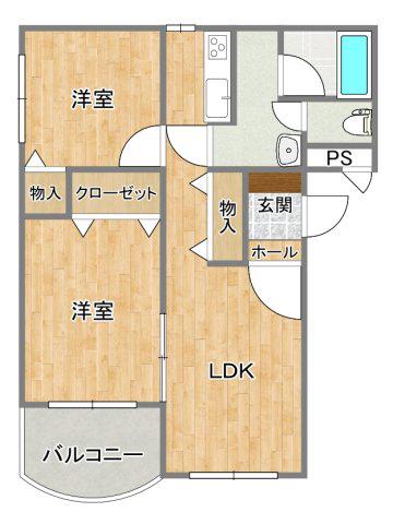 ヒーローマンション・フェアリー(2LDK/1階)の間取り写真