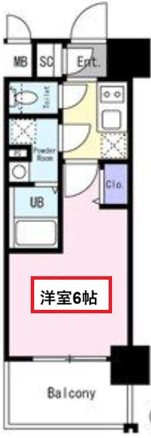 エスリード大阪イーストエッジ(1K/11階)の間取り写真