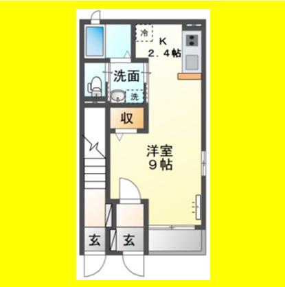 フェリーチェリーナII(ワンルーム/1階)の間取り写真
