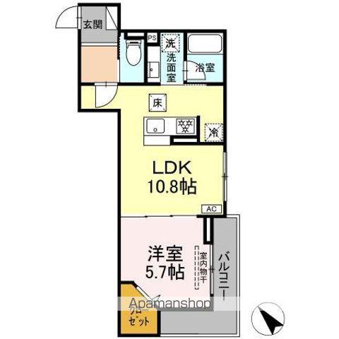 DBLESS鶴見市場(1LDK/1階)の間取り写真