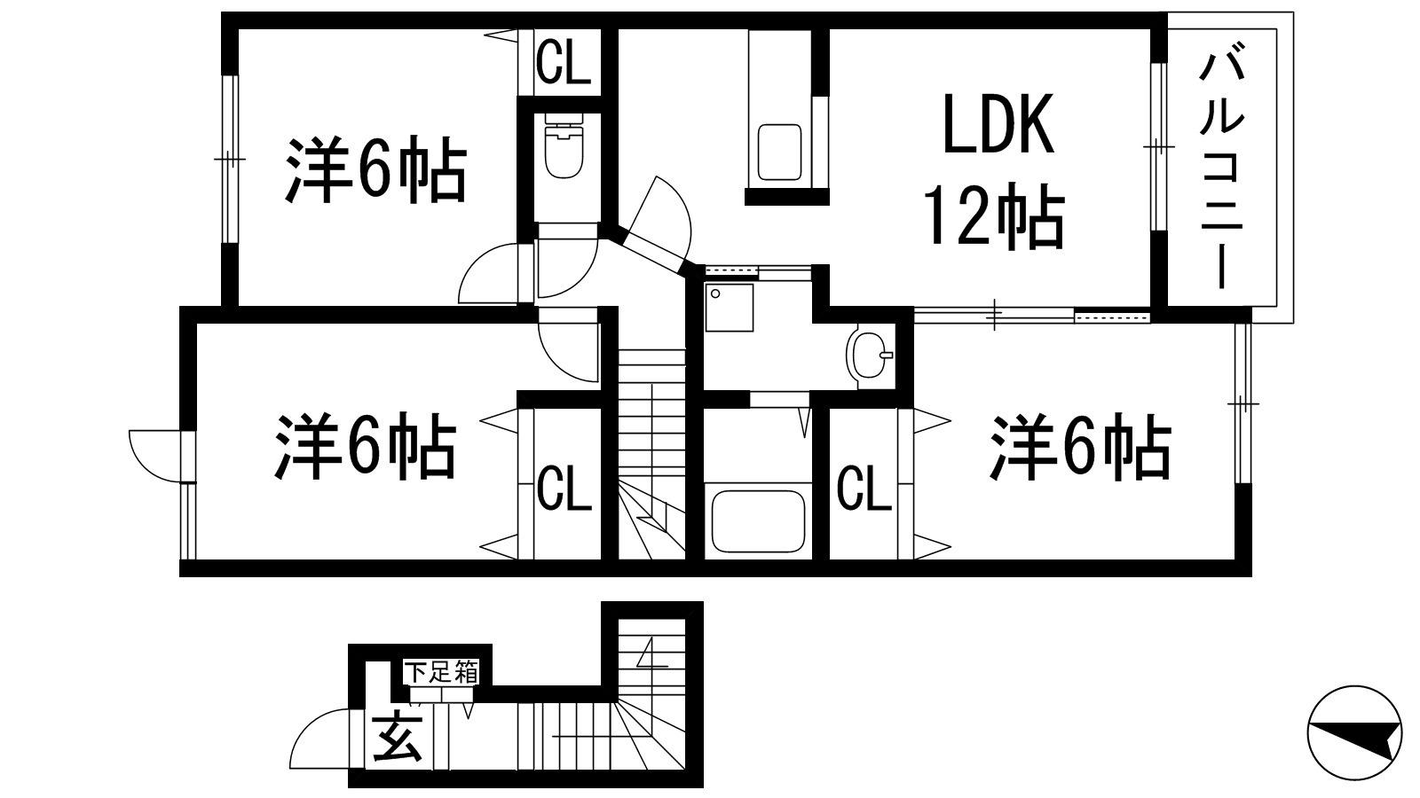 サンウィングスⅡ(3LDK/2階)の間取り写真