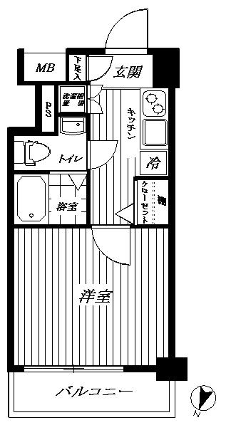 ヴァレッシア菊川シティ(1K/6階)の間取り写真