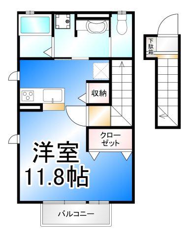 JR信越本線 長野駅(JR・しなの) 徒歩23分 2階建 築10年(1K/2階)の間取り写真