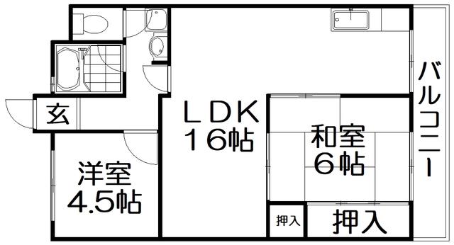家具町ハイツ(2LDK/7階)の間取り写真