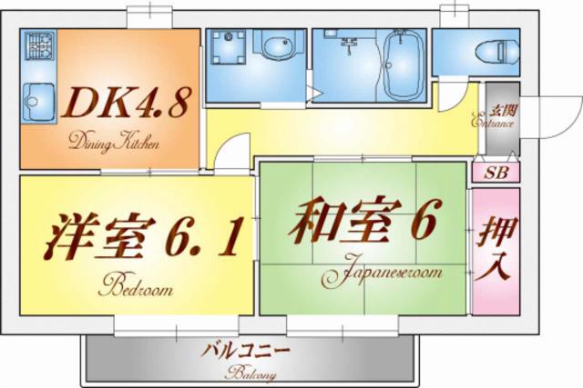 カーム須磨(2DK/1階)の間取り写真