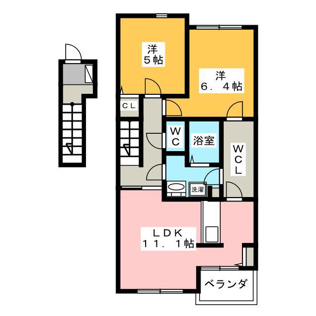 リオグランデS II(2LDK/2階)の間取り写真