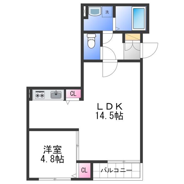 セジュール元町(1LDK/3階)の間取り写真