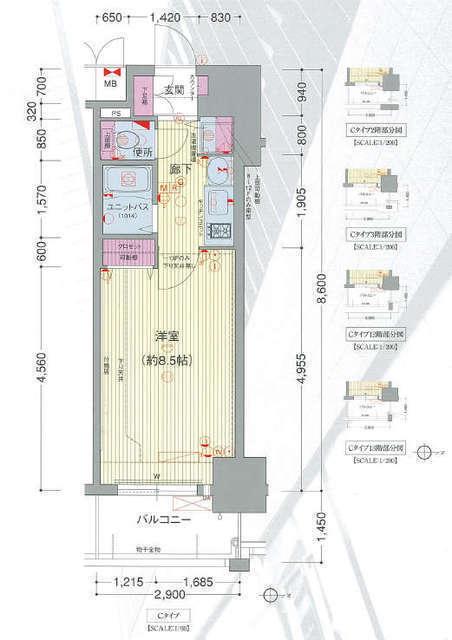 プレサンス名古屋駅前グランヴィル(1K/9階)の間取り写真