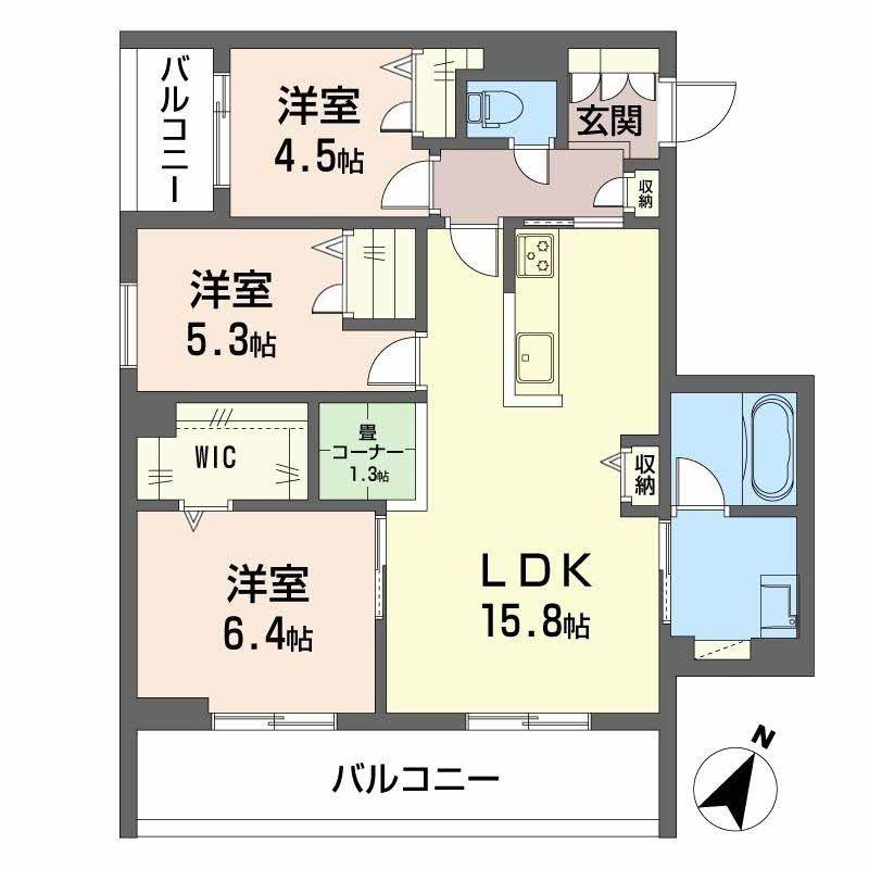 ECRAGE TAKASU(3LDK/3階)の間取り写真