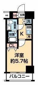 スパシエ横浜大通公園(1K/9階)の間取り写真